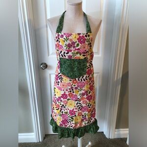 Cute Floral Apron with Green Accents